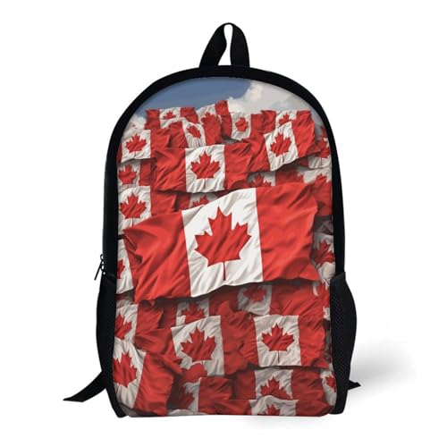 Canadian Flag Business Laptop Backpack for Women Men 17 Inch Carry on Backpack Waterproof Black Bookbag Fashion Lightweight Backpacks for Travel Hiking Camping Casual Daypack Backpacks