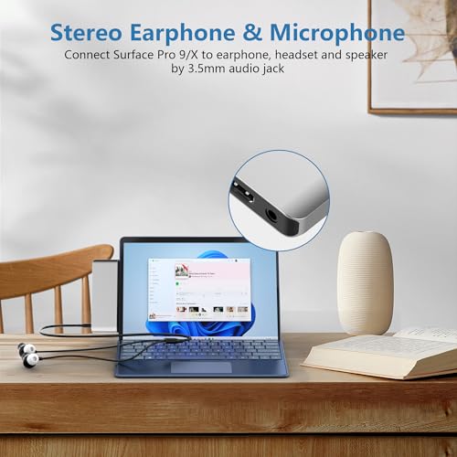 Surface Pro 9/10/11/X Docking Station with 4K HDMI, USB-C Thunderbolt 4 (8K@30Hz Video+40G Data+100W PD), 100M RJ45, 2 USB 3.0, SD/TF Card Slot, 3.5mm Audio, Triple Display for Surface Pro 9/10/11/X