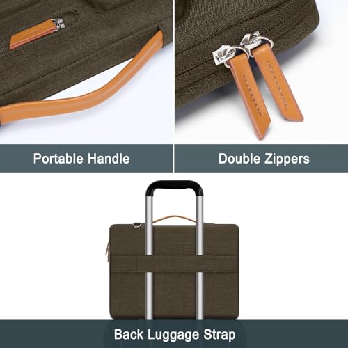 MOSISO 360 Protective Laptop Shoulder Bag, 17-17.3 inch Computer Bags | Compatible with MacBook, HP, Dell, Lenovo, Asus Notebook, Side Open Messenger Bag with 4 Zipper Pockets&Handle, Carob Brown - color: Carob Brown, size: 17.3 inch