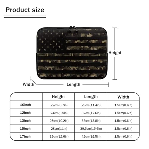 doginthehole American Flag Laptop Sleeve Bag Camo Notebook/Tablet Case Lightweight Neoprene Computer Carrying Bag Protective Cover Briefcase for Women Men - color: American Flag Camo, size: 15 inch