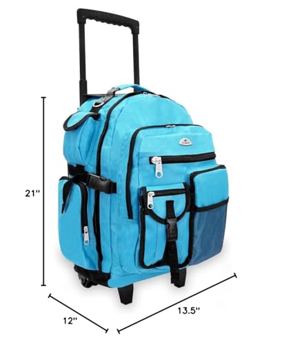 Everest Deluxe Wheeled Backpack, Turquoise, One Size - color: Turquoise