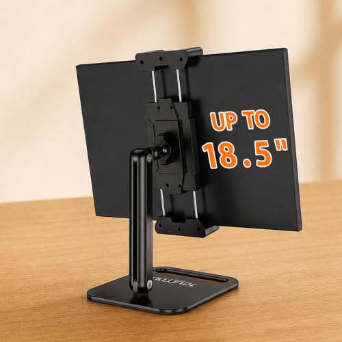 Urmust Portable Monitor Stand for 10-18.5 Inch Screens, Weighted Metal Base | Stable weighted base, foldable arm, adjustable viewing angle, ideal for laptop second screen, home office and travel - size: Single-arm