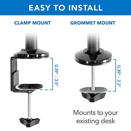 Mount-It! Dual Monitor Arm Desk Mount Sit-Stand Workstation with Keyboard Tray, Height Adjustable Gas Spring, Fits Two 17–32” Screens, 17.6 lbs Each, VESA 75x75 100x100, Clamp or Grommet (Black)