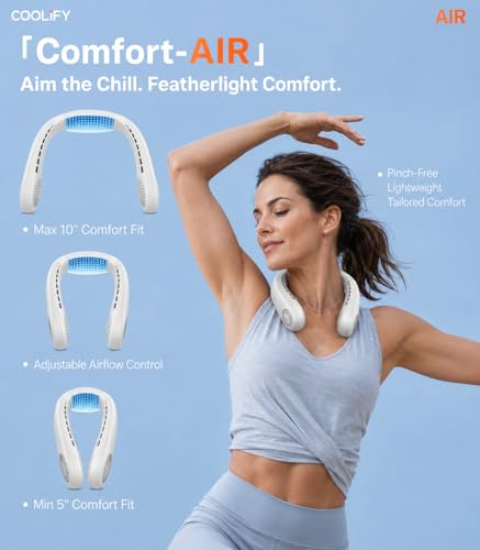 TORRAS COOLiFY Air 2026 Upgraded Neck Fan Air Conditioner, Dual-Airflow Pro Cooling, Ultra Light Portable Fan Rechargeable, Personal Cooling Fan Travel Essentials, Gift for Dad Father,White - color: White