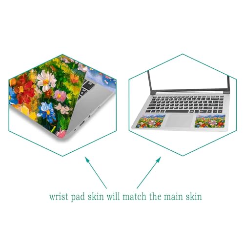 Laptop Decal Sticker Skin Cover, 11.6”12" 13" 13.3" 14" 15" 15.4" 15.6 inch Laptop Netbook Vinyl Skin Sticker Cover Art Notebook PC Reusable Protector (2 Wrist Pad Included), Colorful Flower - color: Colorful Flower