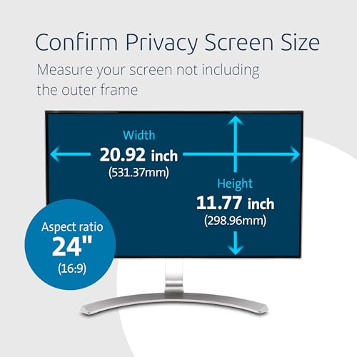 Kensington MagPro 24 Inch Magnetic Computer Privacy Screen for Desktop, Removable 16:9 Computer Privacy Filter, Anti-Glare Blue Ray Reduction, Compatible with Slim Bezel Monitors, K55418WW - size: 24" 16:9