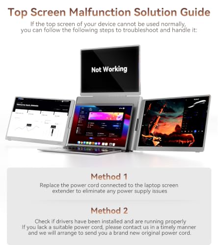 14" Laptop Screen Extender, Quad Monitor for 12"-17.3" Wins/Mac | Need Driver One Cable to Triple Display. Boosts productivity. 360° flip.Compatible with Wins 10/11 & Mac M1/M2/M3/M4/M5