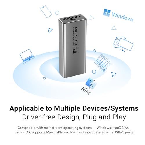 USB C 10G Ethernet Adapter USB to 10Gb RJ45 Network Card | Realtek RTL8159, compatible with Thunderbolt 3/4/5, fanless aluminum cooling, low power for laptop, PC, NAS, Windows