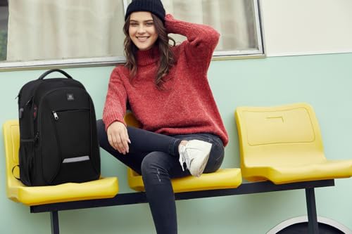 CAFELE Laptop Backpack, 17.3 Inch, Water-Repellent, USB Charging Port, for Business Travel School (Black, 17.3 inches) - color: Black