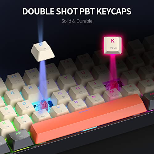 60% Mechanical Keyboard Black and White, Compact 60 Percent Gaming Keyboard RGB Backlit, 61 Keys Red Switches Mini Keyboard, USB Wired Office Keyboard for Windows Mac Laptop PC (61 Carbon) - color: 61 Carbon/Red Switch