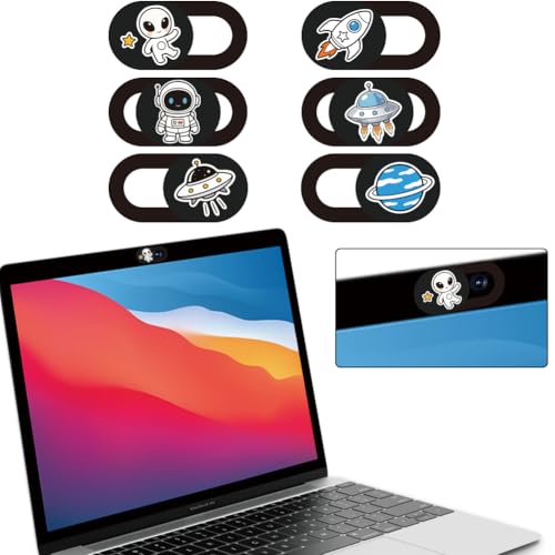 6Pcs 6 Styles Alien Spaceship Cute Laptop Camera Cover Privacy Guard Accessories, 0.04 Inch Thin Camera Privacy Blocker for Laptop Desktop Computer Tablet Notebook Mini PC Home Office Use - color: Aliens Spaceship