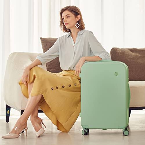 mixi Luggage Suitcase with Spinner Wheels, Hardside Rolling Suitcase PC with Cover & TSA Lock Lightweight Travel Case 24in Checked in, Avocado Green - color: Avacado Green, size: 24in Checked in