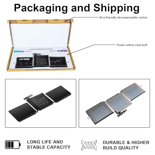 Futurebatt A1713 A1708 Battery for MacBook Pro 13 inch A1708(Late 2016,Mid 2017),MacBook Pro 13 1 MacBook Pro 14 1 EMC 2978 3164 MPXQ2LL MLL42LL MLUQ2LL MPXR2LL - size: A1713 14.61 6.73 0.98in