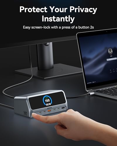 MOKiN Docking Station,13 in 1 USB C Laptop Charging Station with 2.26" LCD Smart Display,Dual HDMI Display,10Gbps USB A/C Ports,Gigabit Ethernet,160W Max Output for MacBook Dell,HP,Lenovo and More | Working Status Display/Built-in 160W Power Supply/Extend