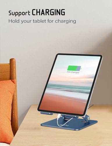 Aoviho Tablet Stand for Desk,Adjustable Tablet Holder,Navy Blue | Stable Aluminum Design, Fits iPad Pro/Air/Mini & Samsung Tablets, Adjustable Viewing, Ideal for Office & Home - color: Navy Blue