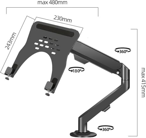 2-in-1 Adjustable Gas Spring Arm Desk Mount – Holds 4.4-19.8lbs, for 17"-30" Monitors or 10"-16" Laptops with Tray(Color:White) - color: White