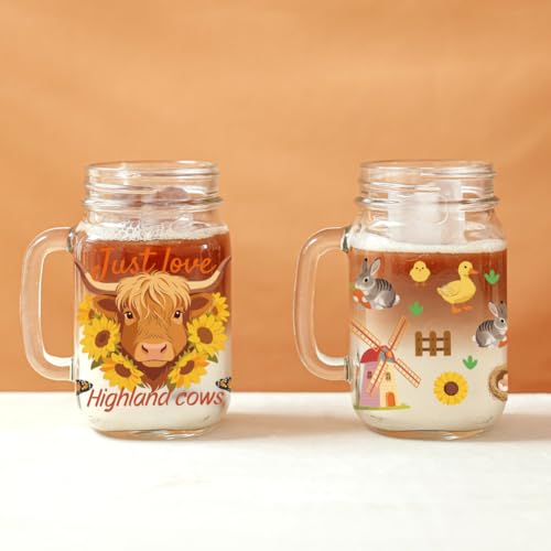 Peacoblue UV DTF Cup Wraps Transfer Stickers Farm Animals and Chickens Pattern, 10 Sheets Waterproof Custom Vinyl Transfer Sticker 16oz Coffee Glass Cup Tumbler Bottle Mug Decals for Men Women - style: Farm Animals and Chickens