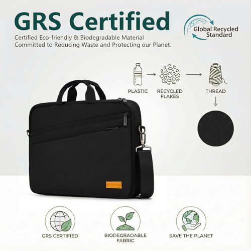 bagasin 17 17.3 inch Laptop Computer PC Shoulder Bag Carrying Case | Water-Repellent Fabric Briefcase, Lightweight Toploader, Business Casual or School - color: Black, size: 17-17.3