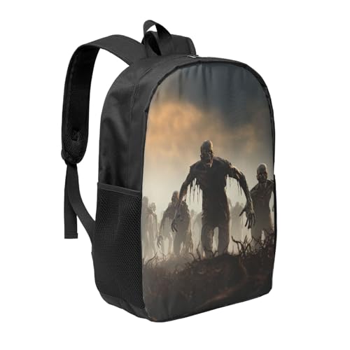 Backpack Many Zombie Travel Casual Laptop Backpack 17 inch Waterproof Hiking Daypack for Men Women, Black, One Size