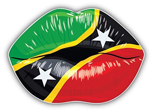 Saint Kitts and Nevis Flag Lips Art Decorative Scrapbooking Sticker Waterproof Vinyl Stickers for Water Bottle, Laptop & Phone Case – 50 Pack