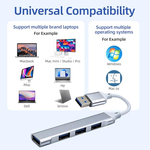USB Extender Hub 4 Ports, USB Multiple Adapter Hub, USB A Splitter for Laptop, Xbox, Flash Drive, HDD, Console, Printer, Camera, Keyborad, Mouse and More
