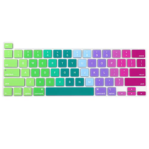 Allinside Soft Silicone Keyboard Cover for MacBook Pro 13 inch (A2338 M1 A2251 A2289, 2020–2023) & MacBook Pro 16 inch (A2141, 2019–2020) with Touch Bar & Touch ID, US Layout, Rainbow - color: 02 Rainbow, size: 2019-2020 Macbook Pro 13/16