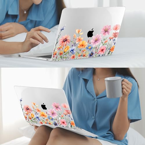 Mektron for MacBook Air 13 inch Case 2021-2018 Release A2337 M1 A2179 A1932, Plastic Hard Shell Case Only Compatible with MacBook Air 13 inch Retina Fits Touch ID, Floral P165 - color: Floral P165