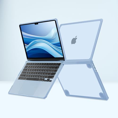 MOSISO Compatible with MacBook Air 13 inch Case M5 2026 M4 M3 M2 2025-2022 | A3449 A3240 A3113 A2681, 3 in 1 Kit Crack-Resistant Heavy Duty Protective Hard Shell Case Cover with TPU Bumper, Sky Blue - color: Sky Blue