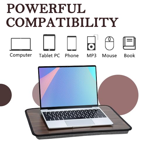 Portable Laptop Desk Fits Up to 16“ Laptops, Built-in Cushion,Lap Stand for Bed & Couch & Carpet, Great for Home & Office,Lap Desk with Cushion (Brown, Medium) - color: Brown