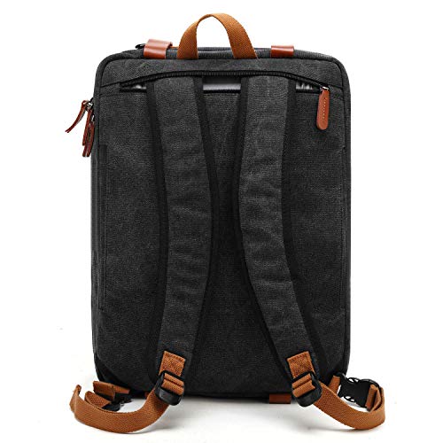 CoolBELL Convertible Backpack Messenger Shoulder bag Laptop Case Handbag Business Briefcase Multi-functional Travel Rucksack Fits 17.3 Inch Laptop For Men/Women (Canvas Black) - color: Canvas Black, size: 17.3 Inches