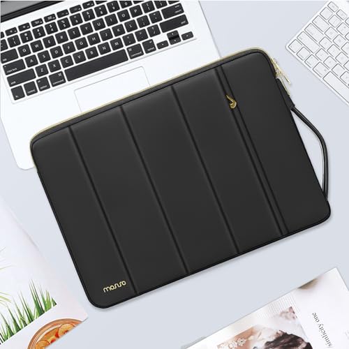 MOSISO 13-14 inch Laptop Case, 13.3 inch Puffy Laptop Sleeve Compatible with MacBook Air 13.6 M5 M4 M3 M2 M1/Neo/Pro 13/14,HP Dell ASUS Lenovo, Rectangle Vertical Bag with Small Case&Side Handle,Black - color: Black