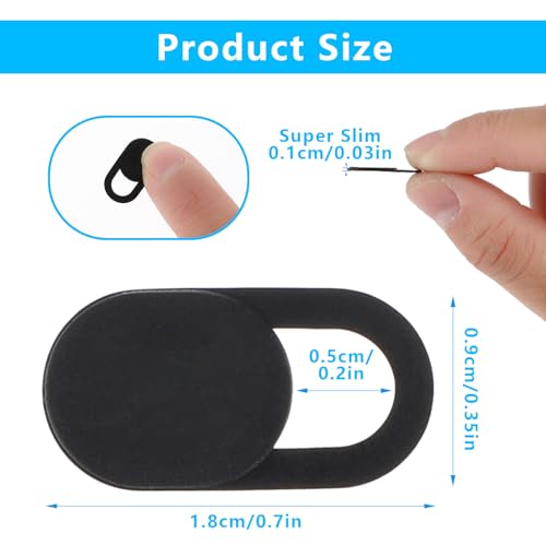Amabro 8PCS Webcam Cover Slide, Thin Phone Camera Cover Laptop Computer Camera Cover Slide Blocker Slider Lens Cover Protector Protect Privacy Security Fits Desktop PC Tablet Pad(Black) - color: Black
