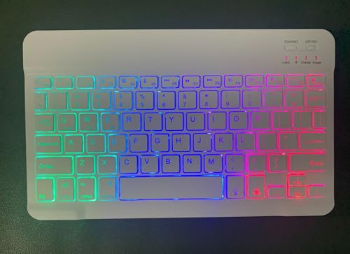 Keyboard Case for Amazon Fire HD 10/10 Plus 10.1 inch 2021/2023(11/13th Generation), Slim 7 Color Rainbow Backlight Detachable Magnetic Keyboard Cover with Pencil Holder (Purple+White) - color: Purple+White