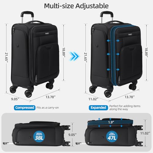 Carry on Luggage with Spinner Wheels 20-Inch,Lightweight Expandable Luggage Set Carry-on Suitcase with Wheels Women Men-Black - color: Black, size: Carry-on 20 inch