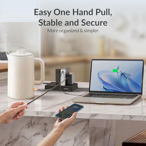 Laptop Charging Station, 140W, 4 * 65W Retractable USB C Chargers, 10 Type C Ports with Cooling Power Strip, 400W Charging Hub