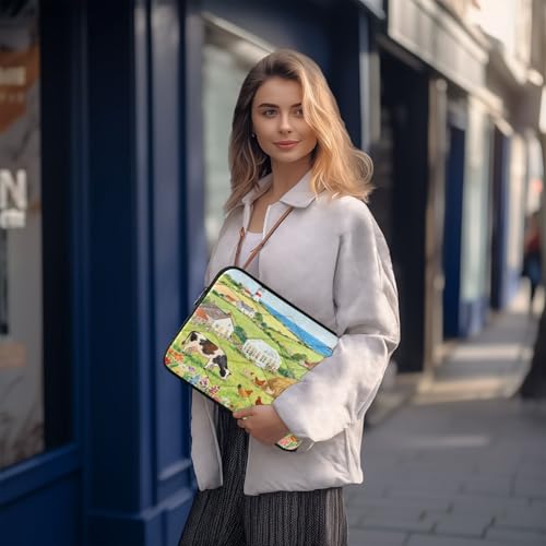 Cute Spring Scene Green Waterproof Laptop Sleeves 14-16 Inch Padded Quilted Laptop Protector Bag Notebook Case - color: Cute Spring Scene Green, size: Large