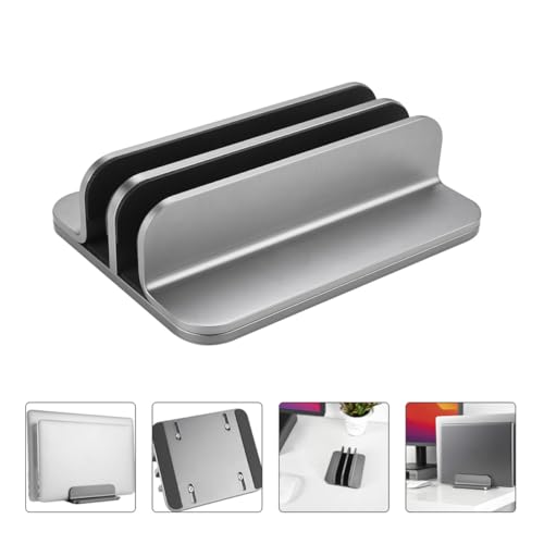 Dual-Slot Vertical Laptop Stand Aluminum Alloy Notebook Mount Base for Desk Use, Vertical Tablet Dock Compatible with Popular Laptops, Portable Cooling Holder for Office and Home