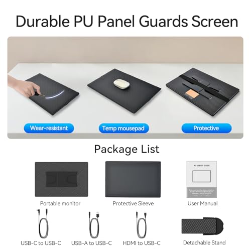 16" Portable Monitor for Laptop - 1200P FHD Laptop Screen Extender HDMI USB C HDR Travel Dual External Display with Stand Gaming Monitor for Windows MAC Computer Switch Phone Xbox PS4/5 - size: 16"
