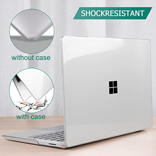 May Chen Compatible with Microsoft Surface Laptop Go 3 Go 2 Go 1 12.4 Inch Model 1943 2013 (2023 2022 2020 Release), Plastic Hard Shell Case with Screen Protector + Keyboard Cover, Crystal Clear - color: Crystal Clear