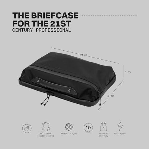The Frenchie Co. 2-in-1 Speed Briefcase, Laptop Briefcases with Collapsible Workstation Stand, Backpack & Briefcase Carry Options, Made of Ballistic Nylon - color: Black