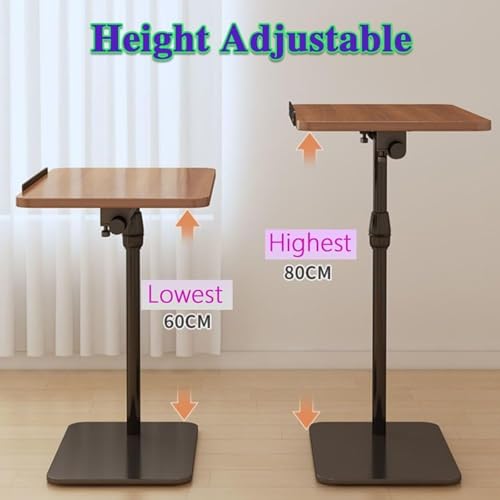 Overbed Bedside Table with Wheels, Height Adjustable Side Table 60-80cm Height Tilting Desktop C Shape Sofa Side Table Hospital Bed End Table Laptop Table for Home and Hospital Use A - color: A