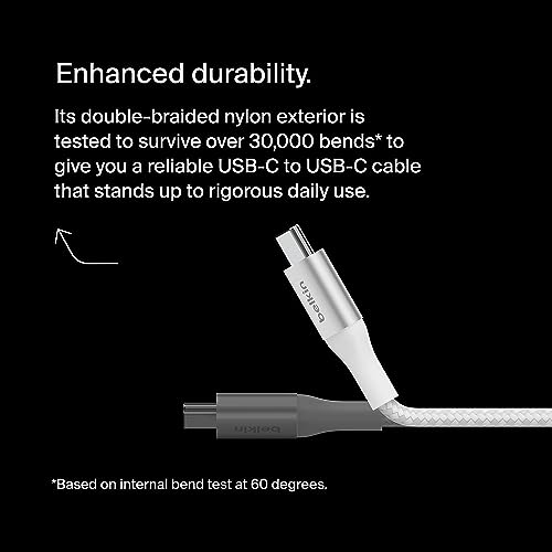 Belkin BoostCharge USB-C to USB-C Power Cable (2M/6.6ft) Fast Charging Cable 240W Power Delivery USB-IF for MacBook Pro,iPad,iPhone 16 Series,Galaxy S25 Series,Nintendo Switch 2&More-White,(Pack of 6) - color: White, size: 2 meters (Pack of 6), style: 6.6