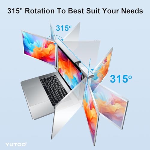 Laptop Screen Extender, 14.1" Portable Triple Monitor for Laptops 315° Rotate| Plug and Play| 1080P| FHD, Laptop Monitor Extender for 13.5~16.5" Laptops, HDMI/USB-A/Type-C,for Mac/Wins/Android/Dex