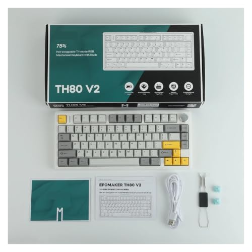 TH80 V2 75% ANSI US Layout Gasket Tri-Mode Wireless Mechanical Gaming Keyboard with 8000mAh Battey & RGB Backlight(EPO Creamy Jade,Black) - color: Black, size: Epo Creamy Jade