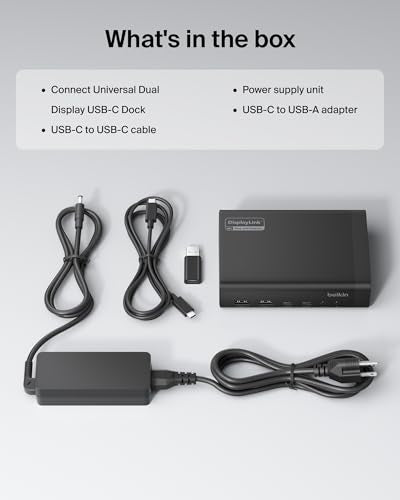 Belkin Connect 14-in-1 Docking Station 100W, Dual Display USB C Dock w/ 4K@60Hz Support, DisplayLink Technology - USB C Dock w/ 10Gbps Data Transfer, 1Gb Ethernet Port - Laptop Expansion Hub - style: 14-in-1, Dual Display, 100W