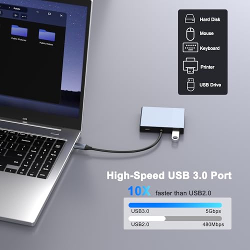 USB C to Dual HDMI and DisplayPort Adapter with PD 100W/USB3.0, 5 IN 1 USB C Docking Station 3 Monitors, 4K@60Hz HDMI Splitter Extended Display for Dell/HP Laptop, DP MST/SST Hub for Multiple Monitors