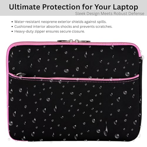 Neoprene 13.3 inch Laptop Sleeves, Slim Computer Bag for 13 in Notebooks, Tablets, Protective Cover for Men and Women - color: Black / Soft Pink