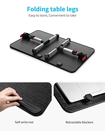 SAIJI Laptop Bed Tray Table, Adjustable Home Office Standing Desk Portable Lightweight Foldable Lap Desk for Sofa Couch Floor Working Studying Reading Writing Eating,Fit Up to 17" Laptop(Large,Black) | Adjustable Standing Desk Foldable for Sofa Couch Floo