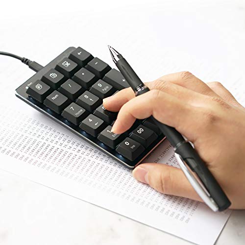 Perixx PERIPAD-303B, Backlit Mechanical Numeric Keypad - USB - Office Shortcut Keys - Full Size 22 Keys - Kailh Brown Switch Keys