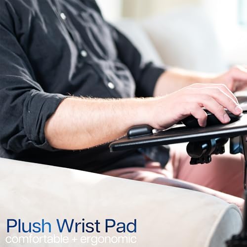 VIVO Black 15 x 12 inch Laptop Cart with Extension Arm, CART-H10L | Mobile Over Sofa Rolling Tablet Stand, Adjustable Height and Tilt, Full Arm Rotation, Holds up to 16 inch Laptops